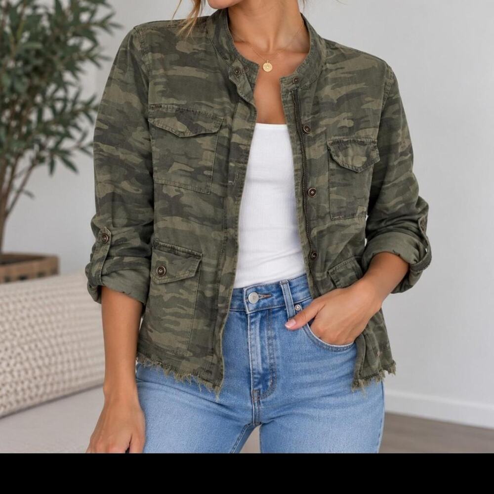 Sanctuary Green Camo Utility Jacket – Size M